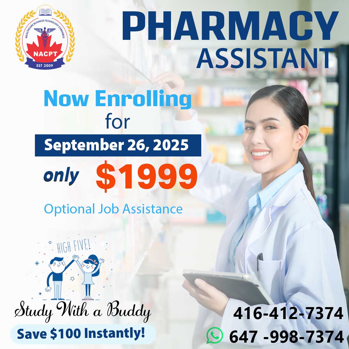Pharmacy Assistant program, now enrolling, $1999, optional job assistance