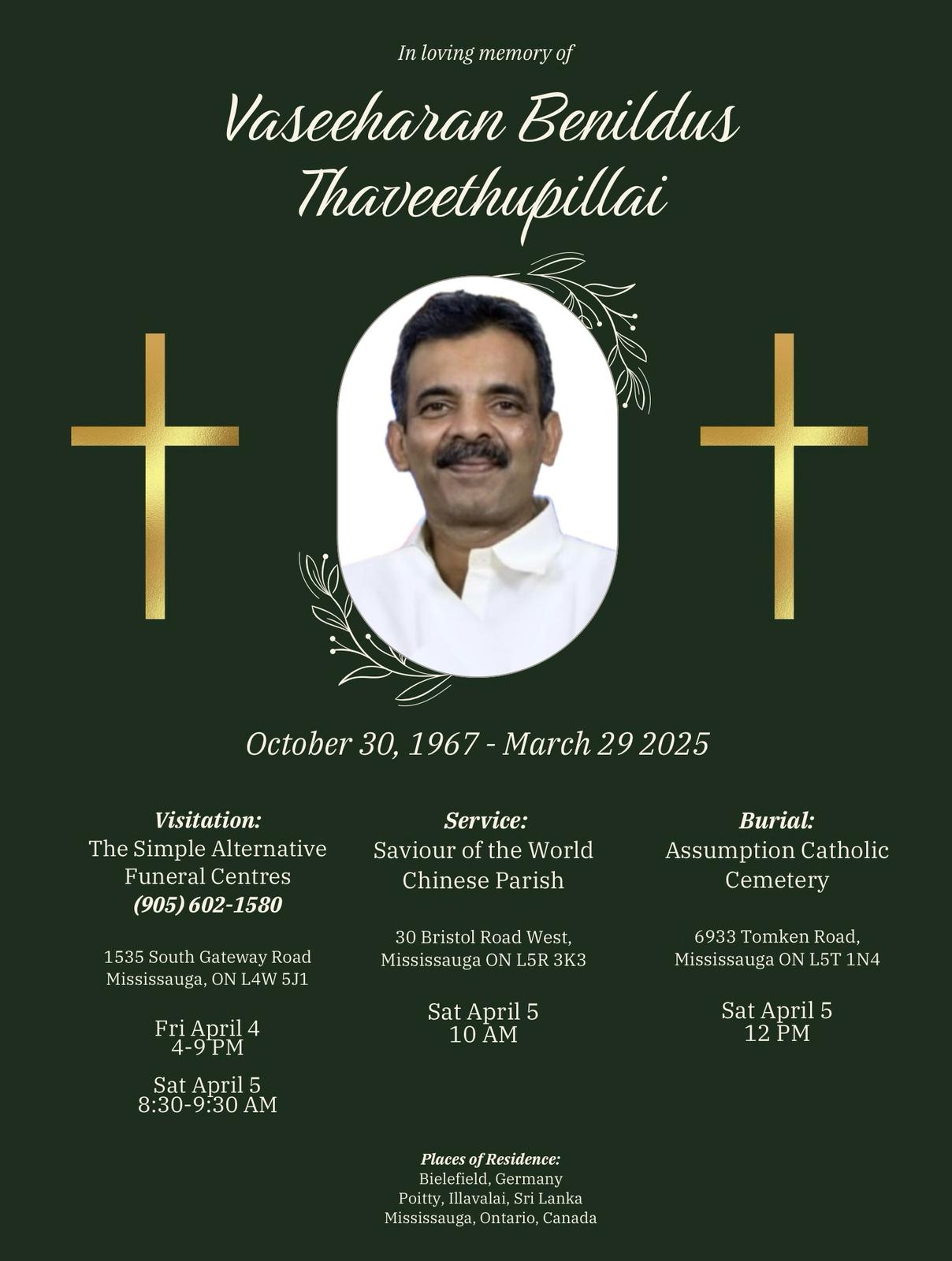 Remembrance for Vaseeharan Benildus Thaveethupillai